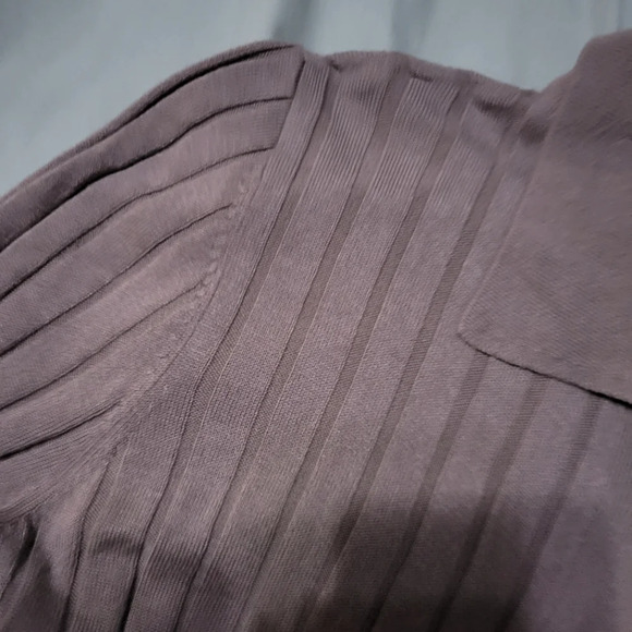 Liz Claiborne Long Sleeve Button Front Collared Tunic Sweater, Beige, EUC! - Picture 4 of 9